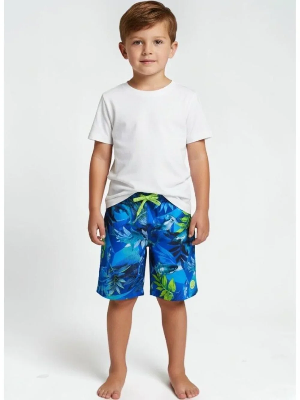 Boys Shark Swim Trunks 5/6 Medium ZeroXposur UPF 50+ Lined Beach Shorts NEW